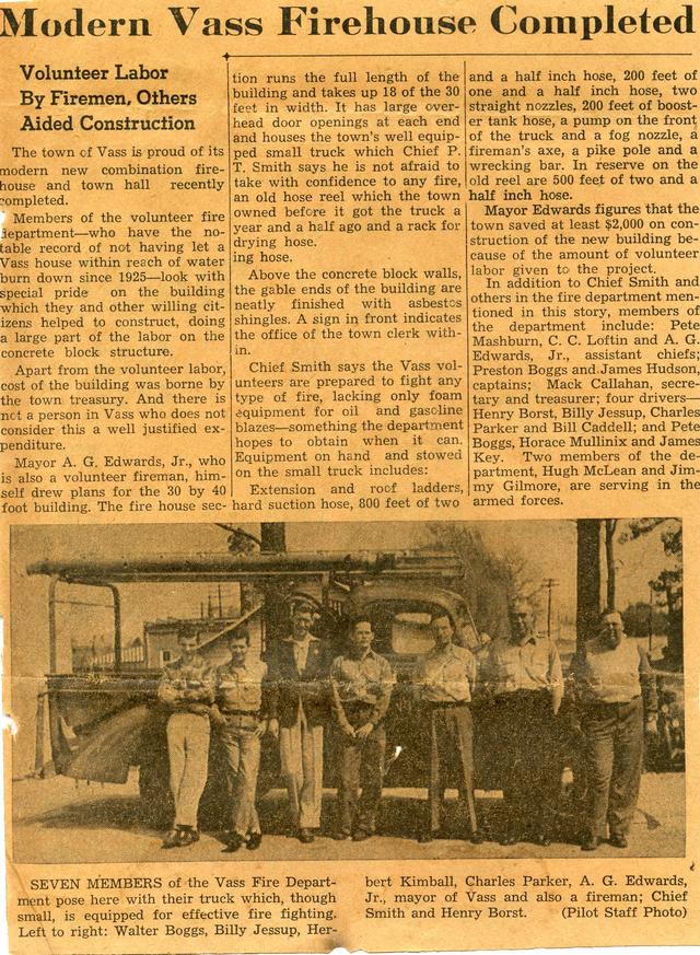 Modern Vass Fire Station Article 1954